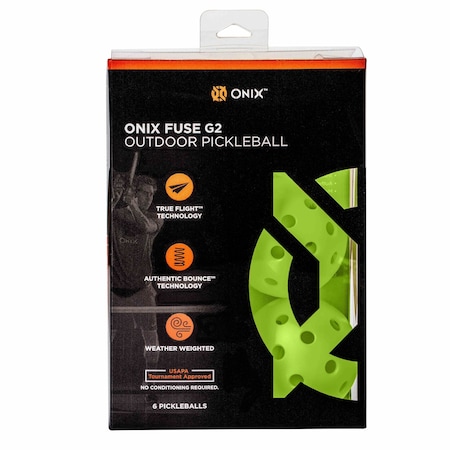 Onix Fuse G2 Outdoor Pickleball Balls, Neon Green, 6PK KZ41006N-G2